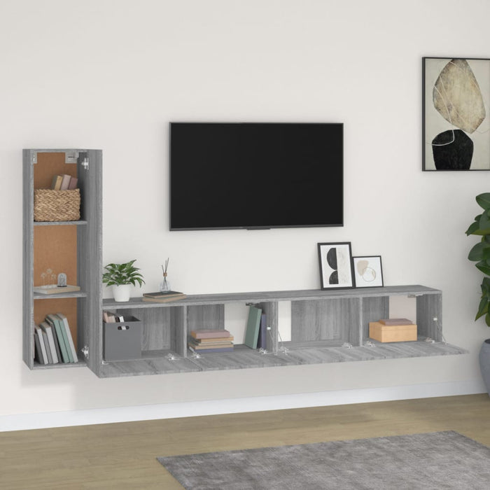 Set dulap TV, 3 piese, gri sonoma, lemn prelucrat - WALTI WALTI