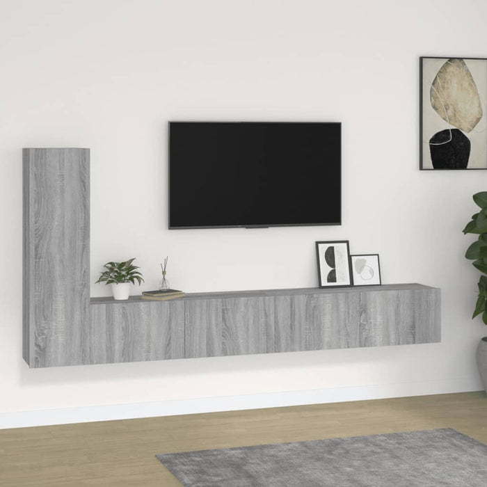 Set dulap TV, 3 piese, gri sonoma, lemn prelucrat - WALTI WALTI