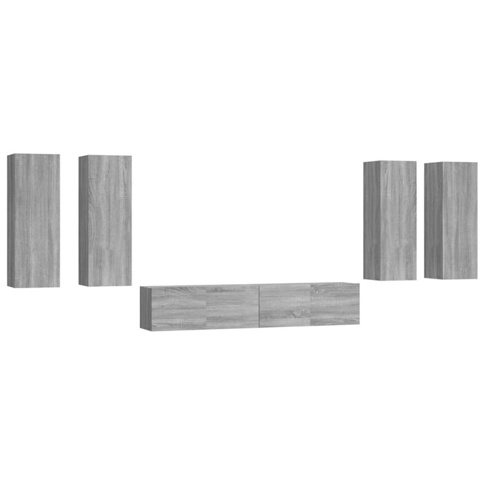 Set dulapuri TV, 6 piese, gri sonoma, lemn prelucrat - WALTI WALTI