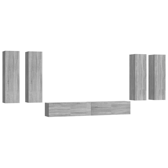 Set dulapuri TV, 6 piese, gri sonoma, lemn prelucrat WALTI