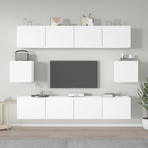 Set dulap TV, 6 piese, alb, lemn prelucrat - WALTI WALTI