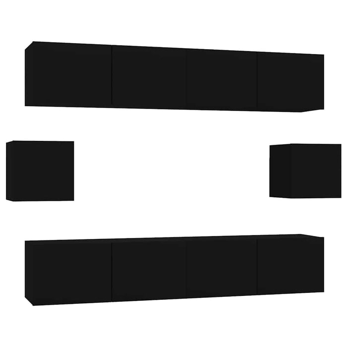 Set dulap TV, 6 piese, negru, lemn prelucrat WALTI