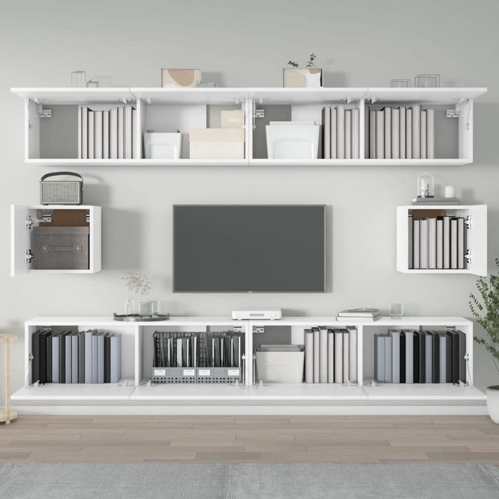 Set dulap TV, 6 piese, alb, lemn prelucrat - WALTI WALTI