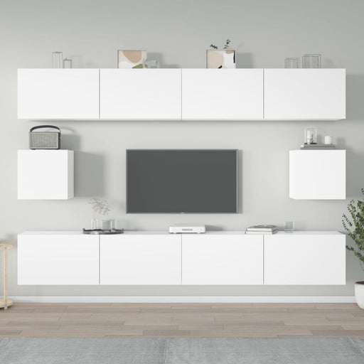 Set dulap TV, 6 piese, alb, lemn prelucrat - WALTI WALTI