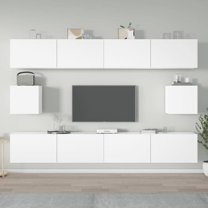 Set dulap TV, 6 piese, alb, lemn prelucrat - WALTI WALTI