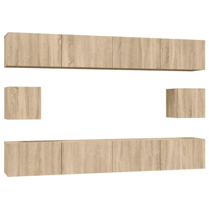 Set dulap TV, 6 piese, stejar sonoma, lemn prelucrat - WALTI WALTI