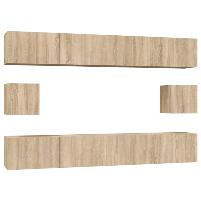 Set dulap TV, 6 piese, stejar sonoma, lemn prelucrat - WALTI WALTI