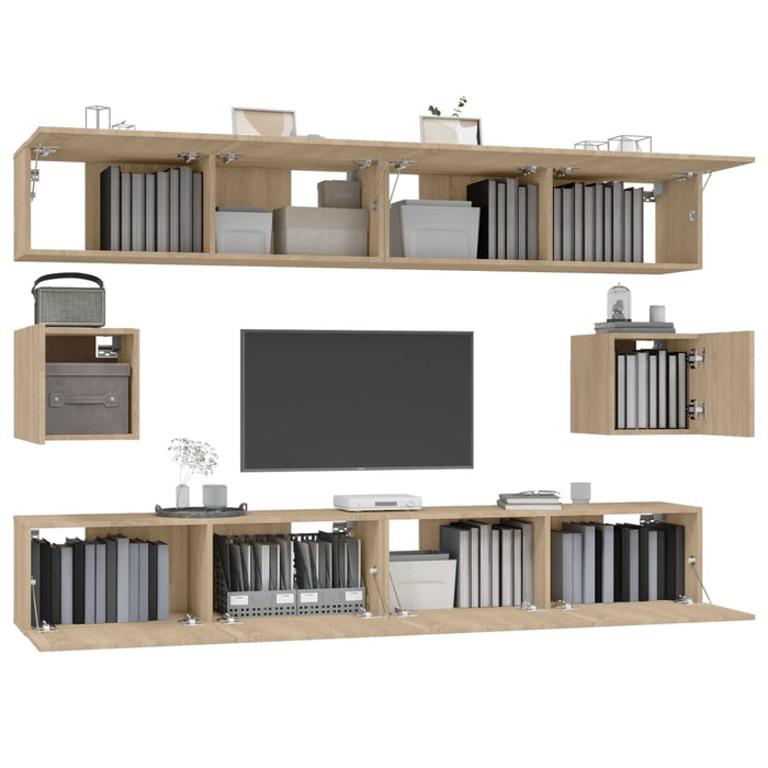 Set dulap TV, 6 piese, stejar sonoma, lemn prelucrat - WALTI WALTI