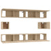 Set dulap TV, 6 piese, stejar sonoma, lemn prelucrat - WALTI WALTI