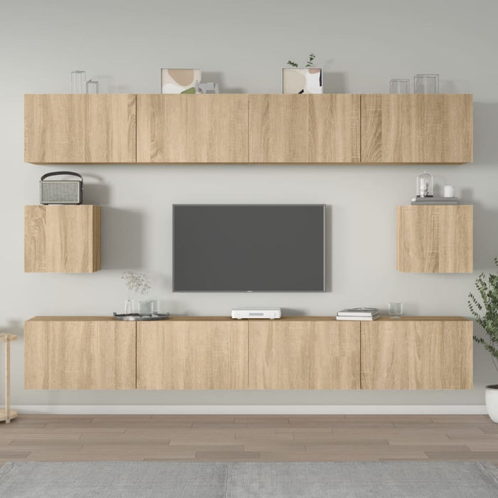 Set dulap TV, 6 piese, stejar sonoma, lemn prelucrat - WALTI WALTI