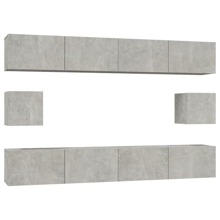 Set dulap TV, 6 piese, gri beton, lemn prelucrat - WALTI WALTI