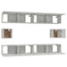 Set dulap TV, 6 piese, gri beton, lemn prelucrat - WALTI WALTI