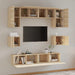 Set dulap TV, 8 piese, stejar sonoma, lemn prelucrat - WALTI WALTI