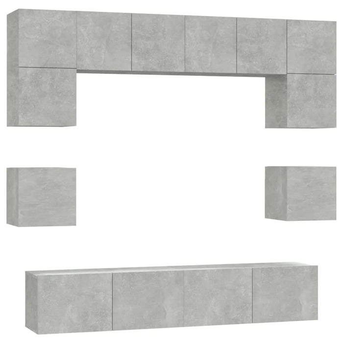 Set dulap TV, 8 piese, gri beton, lemn prelucrat - WALTI WALTI
