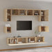 Set dulap TV, 8 piese, stejar sonoma, lemn prelucrat - WALTI WALTI