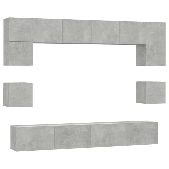Set dulap TV, 8 piese, gri beton, lemn prelucrat - WALTI WALTI