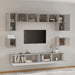 Set dulap TV, 8 piese, gri beton, lemn prelucrat - WALTI WALTI