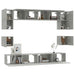 Set dulap TV, 8 piese, gri beton, lemn prelucrat - WALTI WALTI