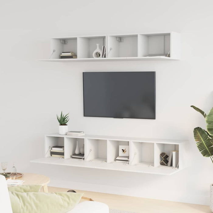 Set dulap TV, 5 piese, alb, lemn prelucrat - WALTI WALTI
