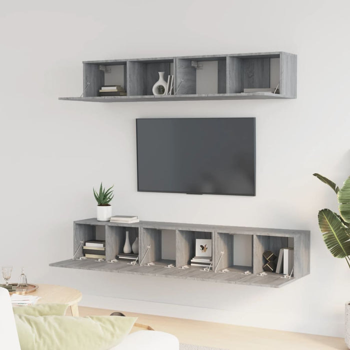 Set dulapuri TV, 5 piese, gri sonoma, lemn prelucrat WALTI