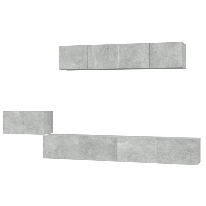 Set dulap TV, 5 piese, gri beton, lemn prelucrat WALTI