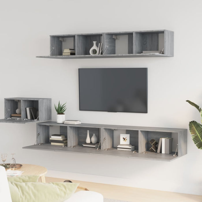 Set dulapuri TV, 5 piese, gri sonoma, lemn prelucrat - WALTI WALTI