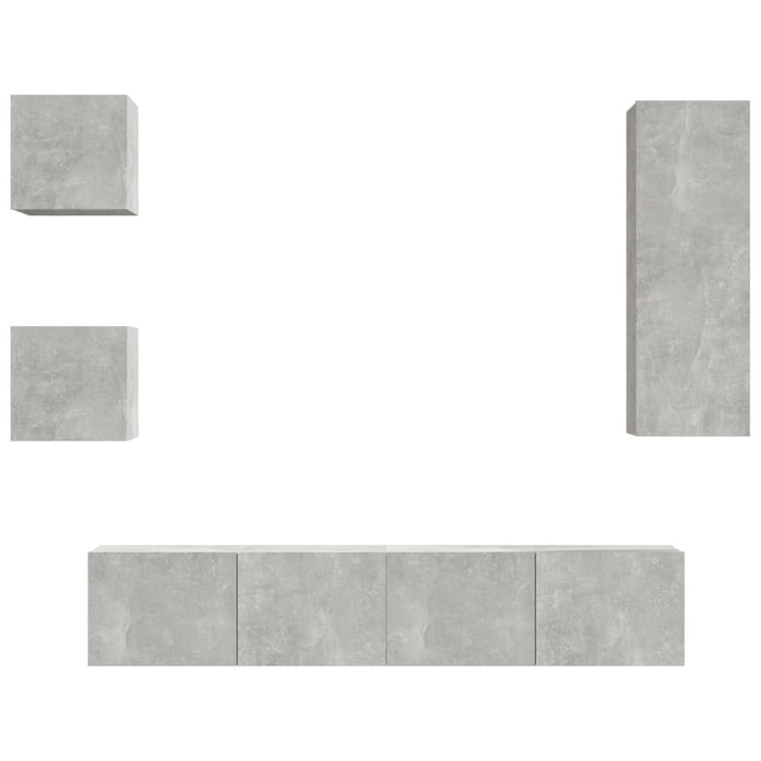 Set dulap TV, 5 piese, gri beton, lemn prelucrat - WALTI WALTI