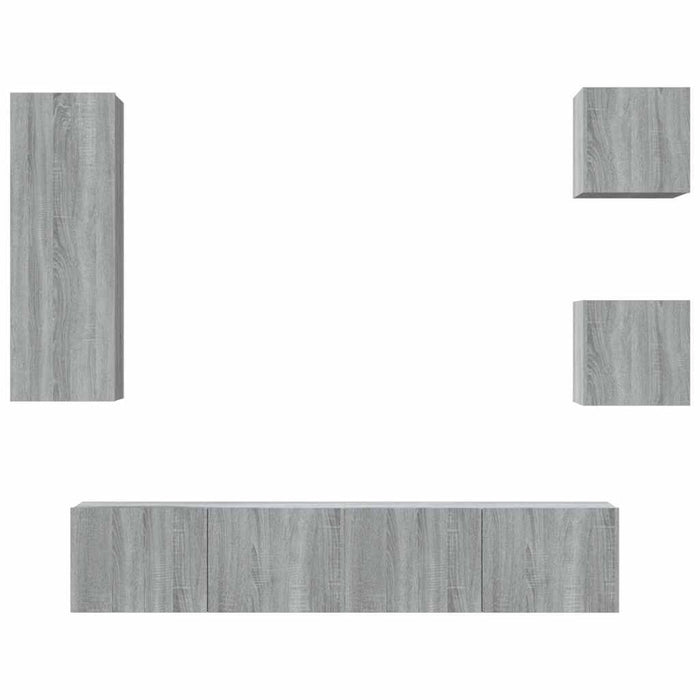 Set dulapuri TV, 5 piese, gri sonoma, lemn prelucrat WALTI