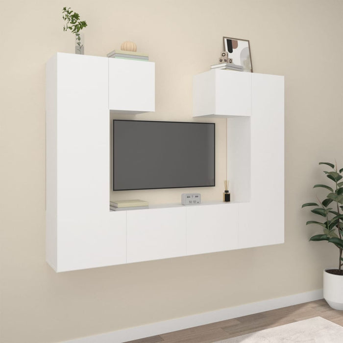 Set dulap TV, 6 piese, alb, lemn prelucrat - WALTI WALTI