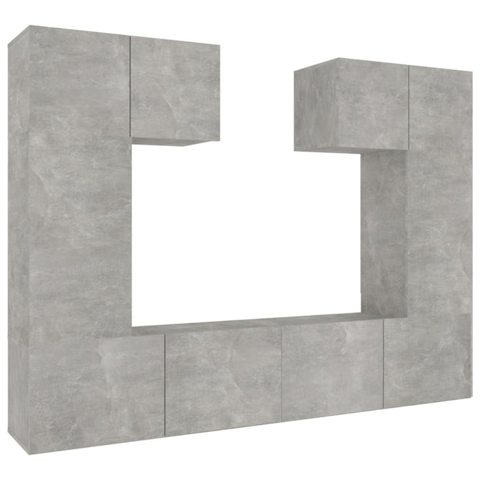 Set dulap TV, 6 piese, gri beton, lemn prelucrat - WALTI WALTI