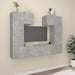 Set dulap TV, 6 piese, gri beton, lemn prelucrat - WALTI WALTI