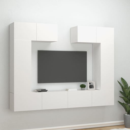 Set dulap TV, 6 piese, alb, lemn prelucrat - WALTI WALTI