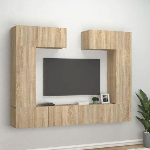 Set dulap TV, 6 piese, stejar sonoma, lemn prelucrat - WALTI WALTI