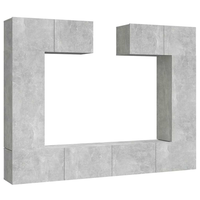 Set dulap TV, 6 piese, gri beton, lemn prelucrat WALTI