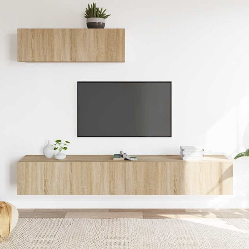 Set dulap TV, 3 piese, stejar sonoma, lemn prelucrat - WALTI WALTI