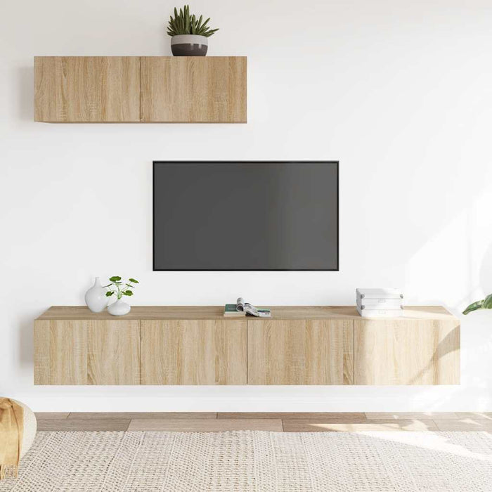 Set dulap TV, 3 piese, stejar sonoma, lemn prelucrat WALTI