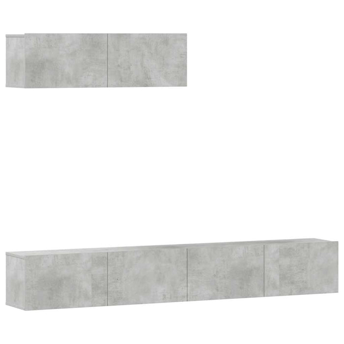 Set dulapuri TV, 3 piese, gri beton, lemn prelucrat WALTI