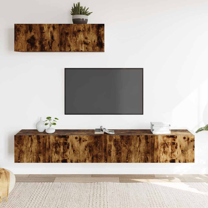 Set dulapuri TV, 3 piese, stejar fumuriu, lemn prelucrat WALTI