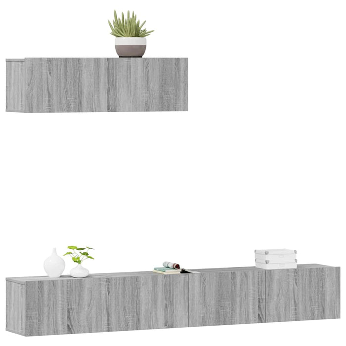 Set dulap TV, 3 piese, gri sonoma, lemn prelucrat - WALTI WALTI