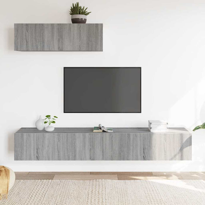 Set dulap TV, 3 piese, gri sonoma, lemn prelucrat - WALTI WALTI