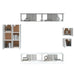 Set dulap TV, 8 piese, alb, lemn prelucrat - WALTI WALTI