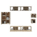 Set dulap TV, 8 piese, stejar sonoma, lemn prelucrat - WALTI WALTI