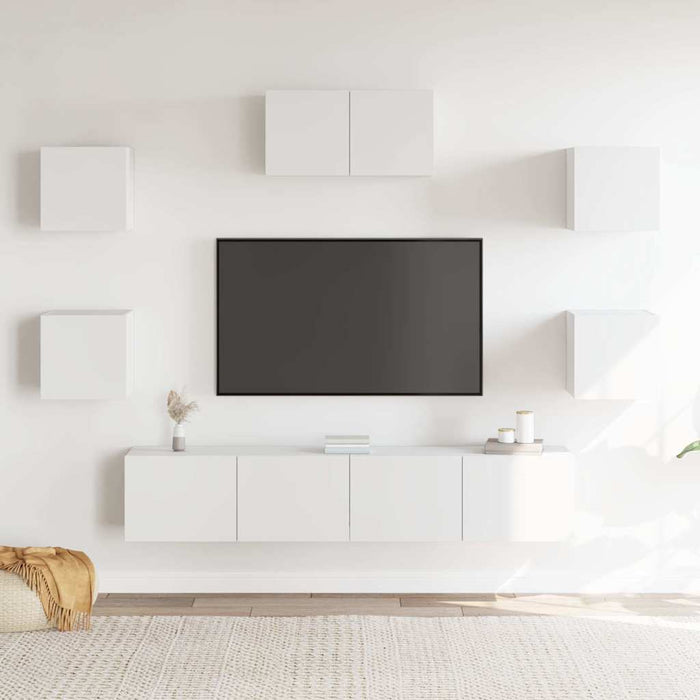 Set dulap TV, 7 piese, alb, lemn prelucrat - WALTI WALTI