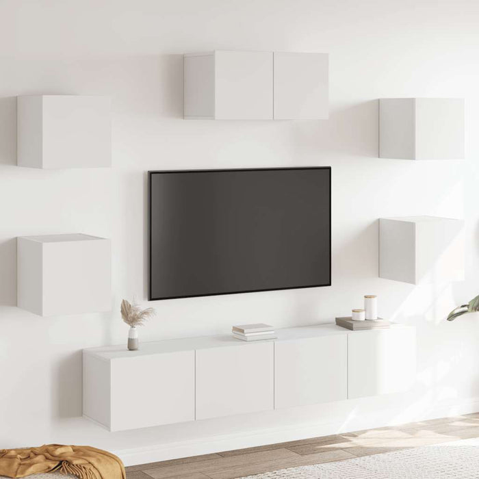 Set dulap TV, 7 piese, alb, lemn prelucrat - WALTI WALTI