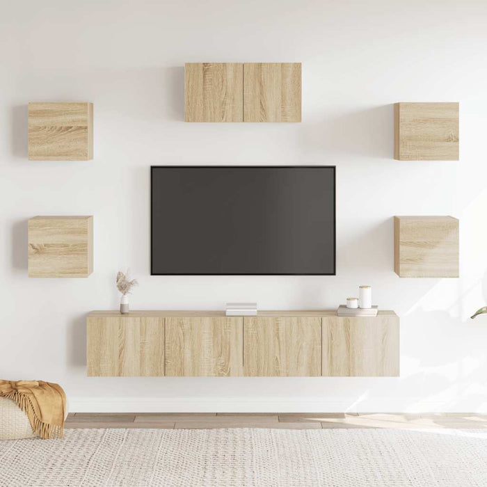 Set dulapuri TV, 7 piese, stejar sonoma, lemn prelucrat - WALTI WALTI