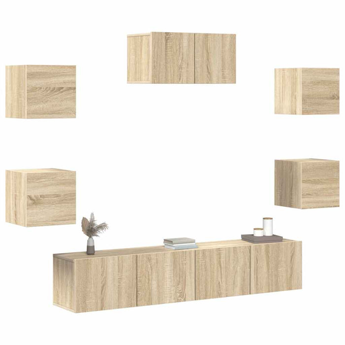 Set dulapuri TV, 7 piese, stejar sonoma, lemn prelucrat - WALTI WALTI