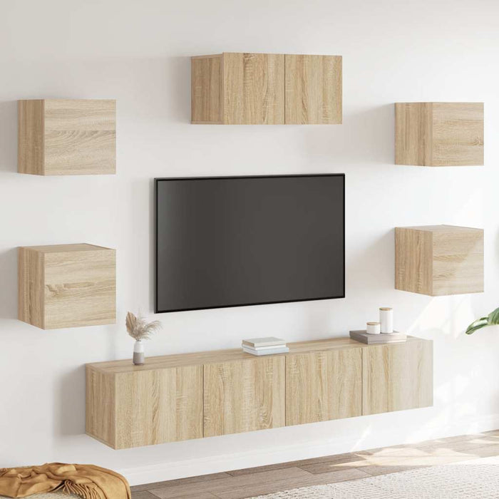 Set dulapuri TV, 7 piese, stejar sonoma, lemn prelucrat - WALTI WALTI