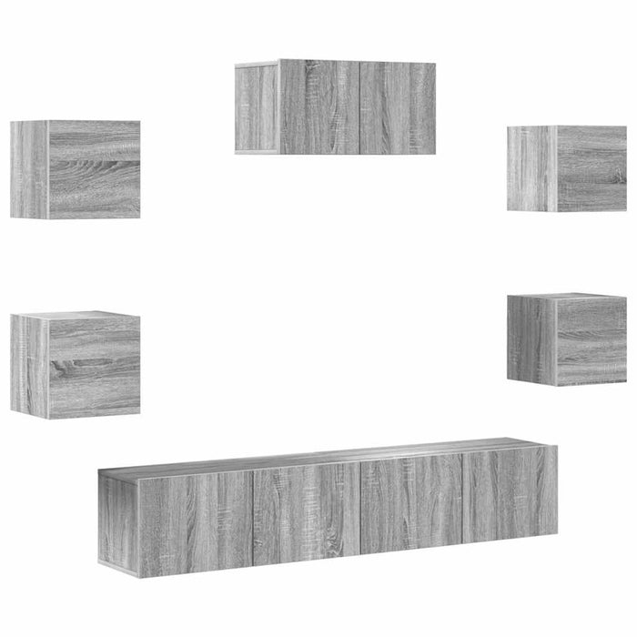Set comode TV, 7 piese, gri sonoma, lemn compozit WALTI