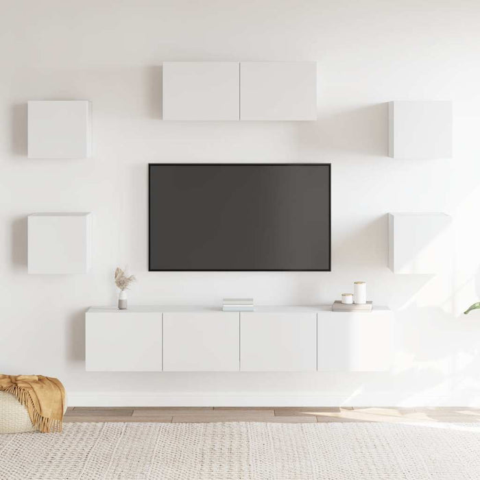 Set dulap TV, 7 piese, alb, lemn prelucrat - WALTI WALTI