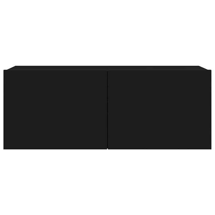 Set dulap TV, 7 piese, negru, lemn prelucrat WALTI